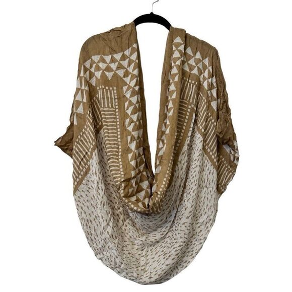 Zara Geometric Print Lightweight Breathable Scarf Taupe And White One Size - Picture 1 of 3